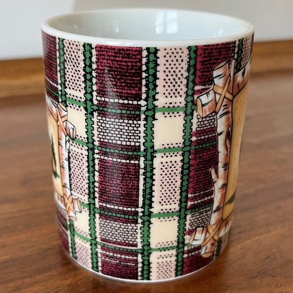 Department 56 Grizzly Bear Campground Tent Mug | Vintage Made in Japan Plaid - Picture 6 of 9